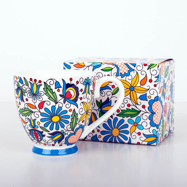 Tasse folk Grazynka avec boîte motif kaszuby