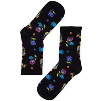 chaussettes noires petites fleurs de Lowycz