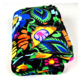 couverture plaid lowycz fleurs noir