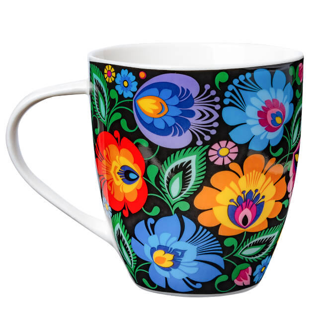 Tasse folk Ste'fan Lowycz fond noir
