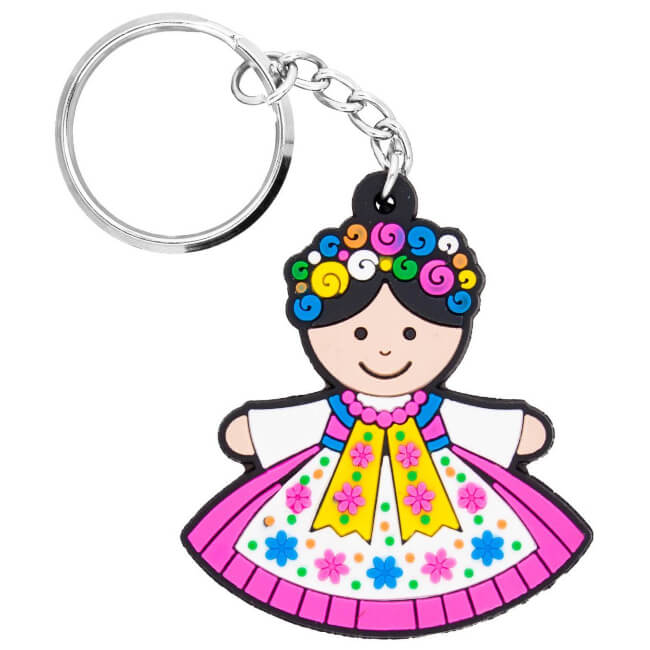 Porte-clé caoutchouc Folk polonais costume Haute Silésie (femme)
