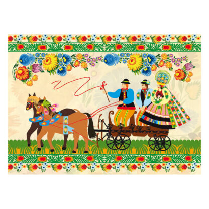 Carte pliée avec motif folk polonais
