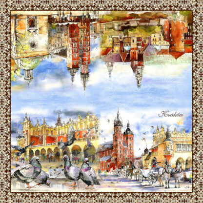 Serviette papier aquarelle de Cracovie dépliée