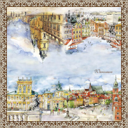 Serviette papier aquarelle de Varsovie dépliée