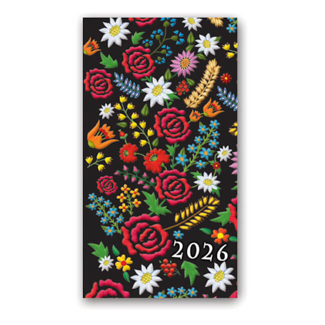 Agenda de poche Folk Fleurs 8,5 x 15,3 cm