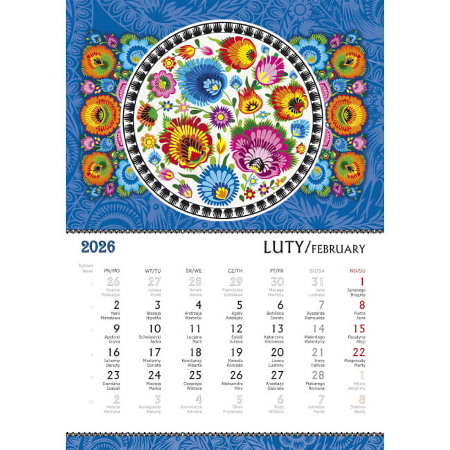 Calendrier B5 Folk polonais 2026 page