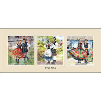 Reproduction aquarelle costumes folk polonais