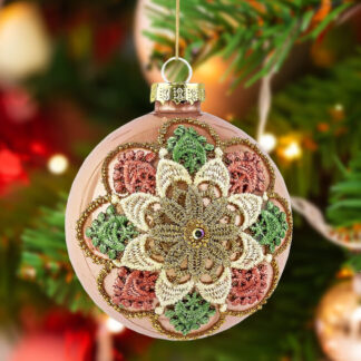 Boule de Noël rosace perlée rose