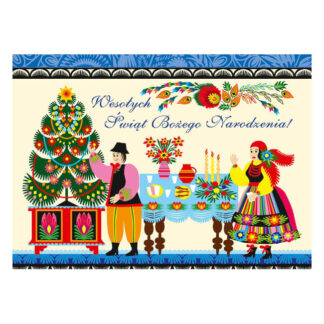 Carte de vœux folk avec enveloppe