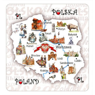 Magnet Polska carte avec villes de Pologne