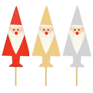 Pique en bois en forme de Père Noël