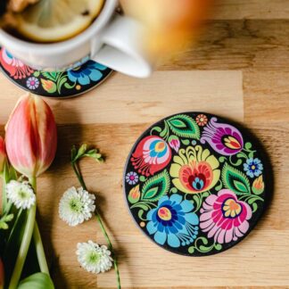 Dessous de tasse céramique motif Lowycz noir