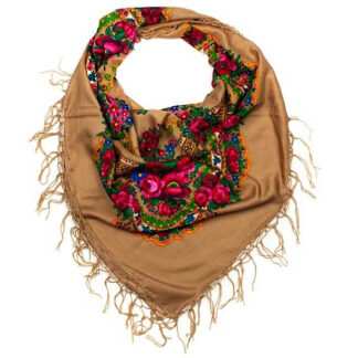 Châle folk polonais 110 cm beige