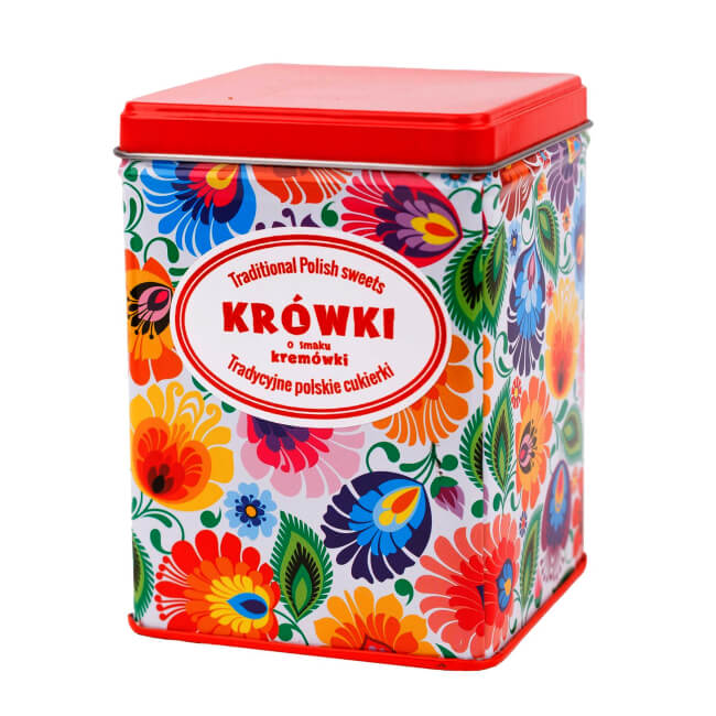 Boîte avec Krowki szarlotka saveur crème
