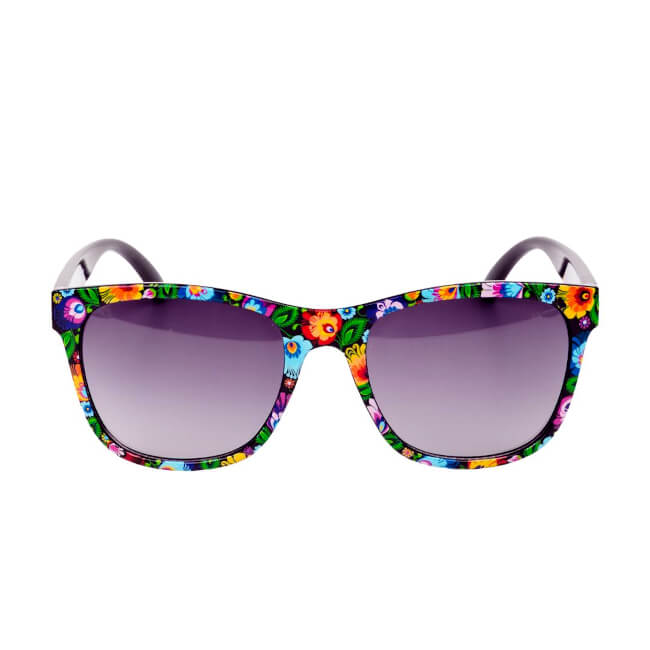 Lunettes de soleil folk Lowycz noir : vue lunettes de face