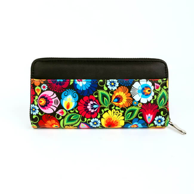 Portefeuille (grand) Folk Łowicz noir avec poche – Image 5