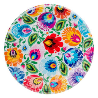 Assiettes en carton folk motif Lowycz blanc