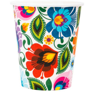 Gobelet carton folk motif Lowycz fond blanc