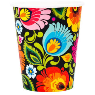 Gobelet carton folk motif Lowycz fond noir