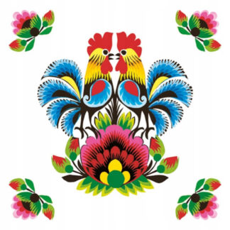 Serviettes en papier folk Coq de Lowycz