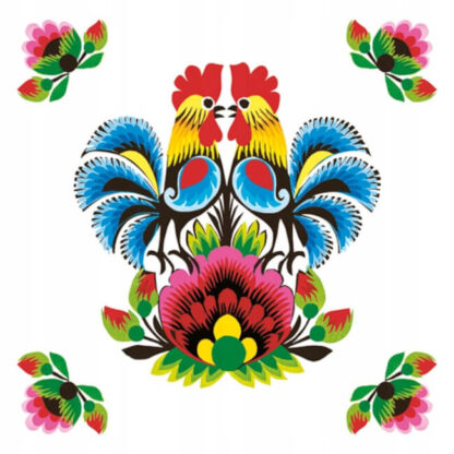 Serviettes en papier folk Coq de Lowycz