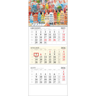 Calendriers 3 volets aquarelles de Gdańsk