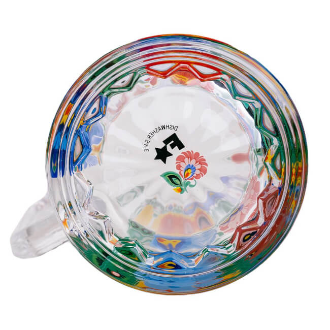 Fond de chope à bière folk fleurs de Lowycz